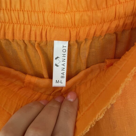 NWOT - Bananhot High Waist Drawstring Pants - Orange - Size M / L - Picture 6 of 8